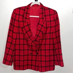 Lloyd Williams Vintage Made In The USA Pure Wool Plaid Blazer Sz 8